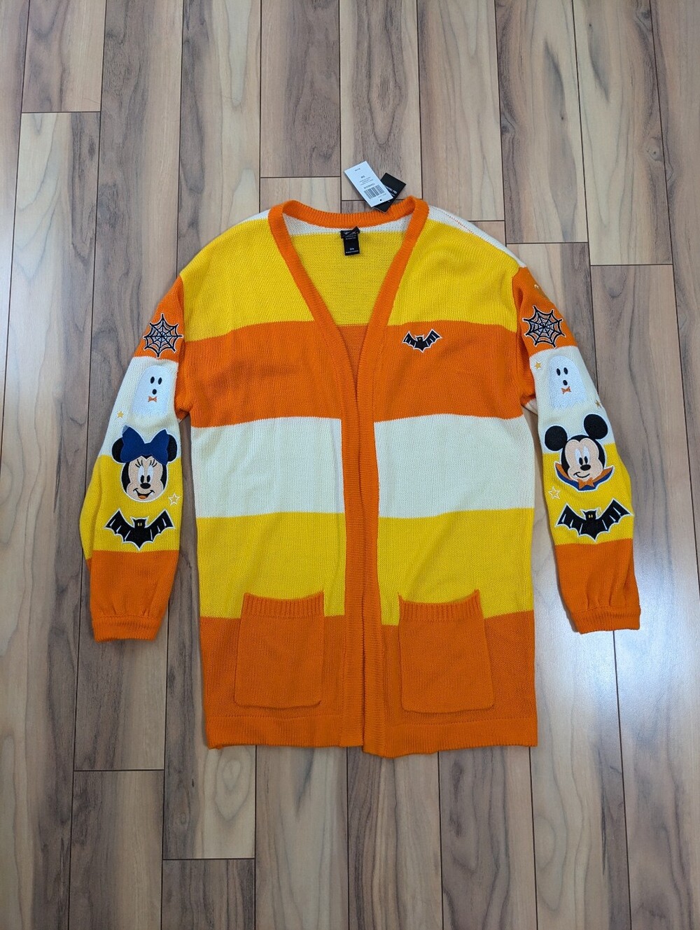 NWT! Disney Her Universe Halloween Mickey Mouse Candy Corn Cardigan Sweater S